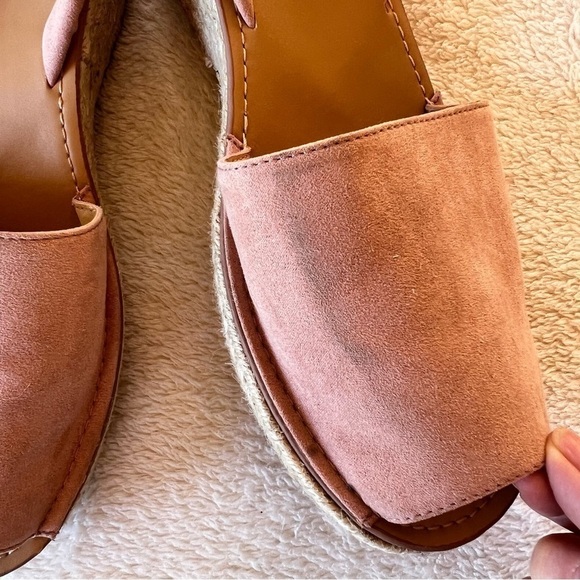 KENNETH COLE SOFT NUBUCK BLUSH SLINGBACK ESPADRILLE RAFFIA PEEP TOE SANDAL SZ 10 - Picture 7 of 10